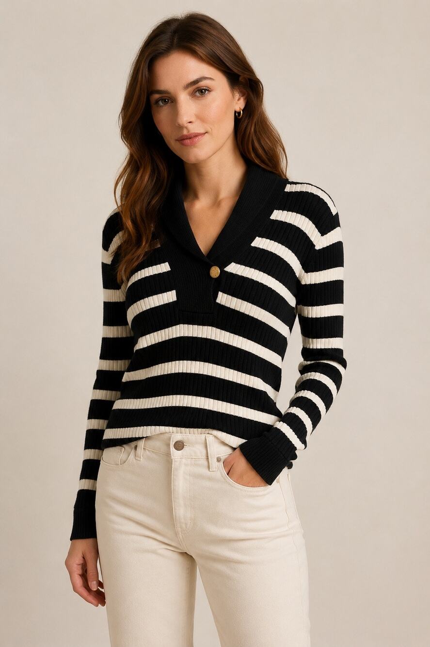 Lauren Ralph Lauren Ribbed Striped Sweater – Women’s Medium